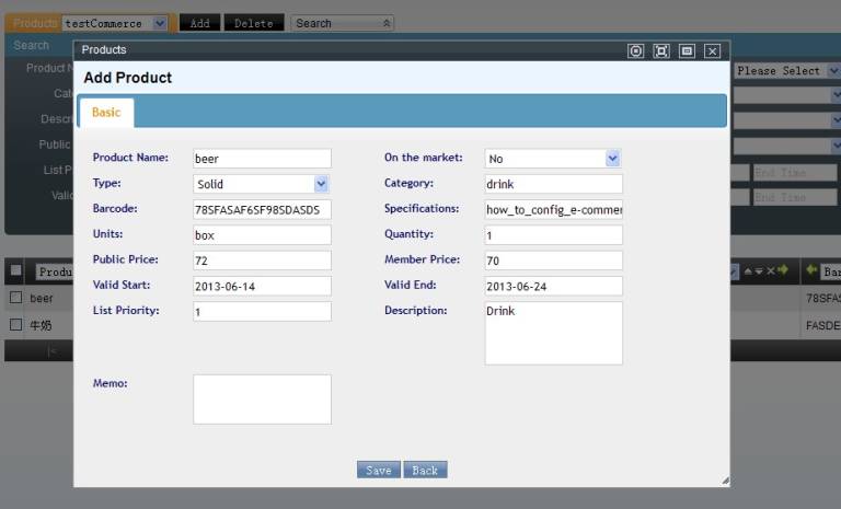 Add E-Commerce Product