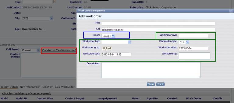 Create Workorder