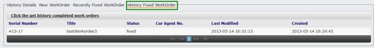History Finished Workorder