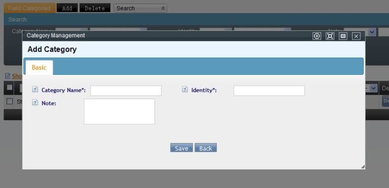 Add Field Category Page