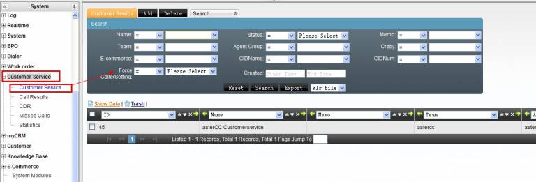 Customer Service Page List