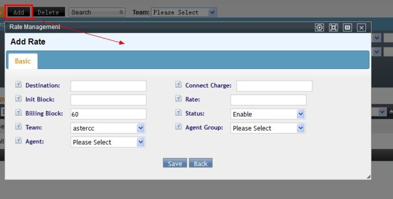Add Agent Rate Page