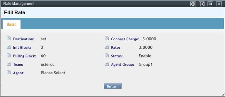 Edit Agent Rate Page