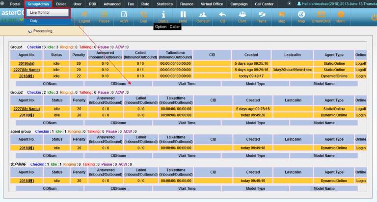 Agent Group Live Monitor