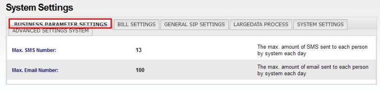 Business Parameter Settings