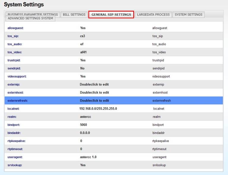 General SIP Settings